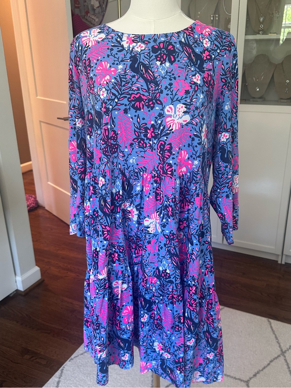 Like New Lilly Pulitzer Geanna Swing Dress in Boca Blue Birds Eye View size XL